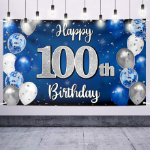 Nelbiirth Happy 85th Birthday Dekorace 85th Blue & Silver Balloon Velk narozeninov banner pozad znamen 85th Bday Party potreby.