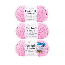 Premier Yarns Parfait Chunky Chenille Garn 3,5 Oz 6 Super Bulky Weight 3 Pack Bundle med Bella's Crafts Stitch Markers (Bubblegum)