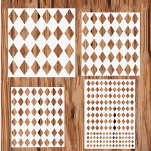 4PCS Harlekijn stencils 4 maten vierkante diamantvorm sjablonen herbruikbare diamant harlekijn stencil voor schilderen op houten muur decor
