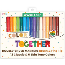 Ooly Color Together Dual Tip Markers - 18 vri 12 kirkasta ja 6 ihonvrist sivellint ja hieno krki jokaisessa tussissa lapsille Kaksipiset tussi