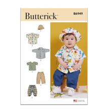 Butterick Baby T-shirt Byxor och hatt Symnstersats Designkod B6949 Storlekar XS-S-M-L Flerfrgad