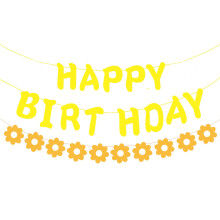 Tillykke med f?dselsdagen Banner Little Daisy Banner til b?rn Voksne F?dselsdagsfestdekorationer (gul+orange)