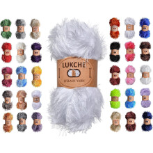 Lukche Wimpern-Fun-Fell-Garn, Premium, 100 % Polyester, 164 Yds (150 m), 3,53 Unzen (100 g), buntes Hkelgarn, zum Selbermachen, Handstricken. (O