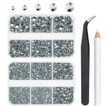 qiipii 3060PCS Silver Resin Flatback Rhinestones Metallic Silver Flatback Resin Rhinestones 2mm 3mm 4mm 5mm 6mm Non Hotfix Mine S?lv Edelstene St