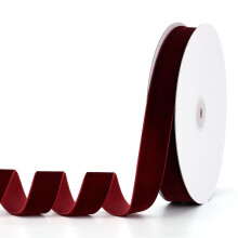 Pieaary Burgundy Velvet Ribbon 1"""" x 20Yd Erinomainen lahjapaketointiin hiusrusetteihin seppeleiden tekoon h- ja joulujuhlakoristeeksi (Burgundy 1""