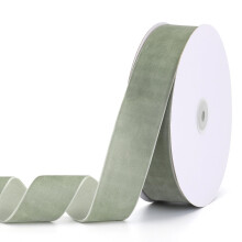 Pieaary Staubgrnes Samtband, 3,8 cm x 20 m, ideal zum Verpacken von Geschenken, fr Haarschleifen, zur Herstellung von Krnzen, fr Hochzeiten und W