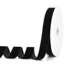 Pieaary Schwarzes Samtband, 2,5 cm x 20 m, ideal zum Verpacken von Geschenken, fr Haarschleifen, zur Herstellung von Krnzen, fr Hochzeiten und Wei