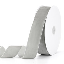 Silbergraues Samtband von Pieaary, 3,8 cm x 20 m, ideal fr Geschenkverpackungen, Haarschleifen, Krnze, Hochzeit und Weihnachtsfeier, Dekoration (Si