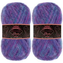 JubileeYarn Mohair Elixir Garn - Babyuldsblanding - 50 g/n?ste - Purple Haze - 2 n?gler