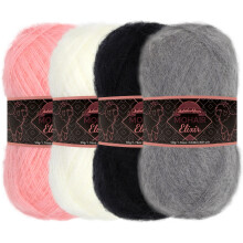 JubileeYarn Mohair Elixir Garn  Babywollmischung  50 g/Strang  Grautne  4 Strnge