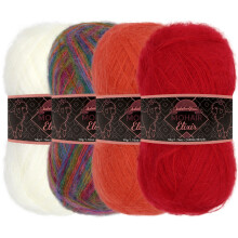 JubileeYarn Mohair Elixir Garn - Babyuldsblanding - 50 g/n?ste - nuancer af r?dt - 4 n?gler