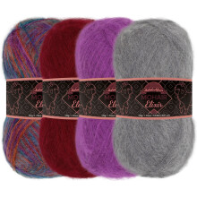 JubileeYarn Mohair Elixir Garn  Babywollmischung  50 g/Strang  Lilatne  4 Strnge