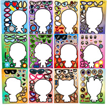48 Bladen Maak Je Eigen Stickers voor Kinderen, Superheld Gezicht Stickers DIY voor Jongens Meisjes