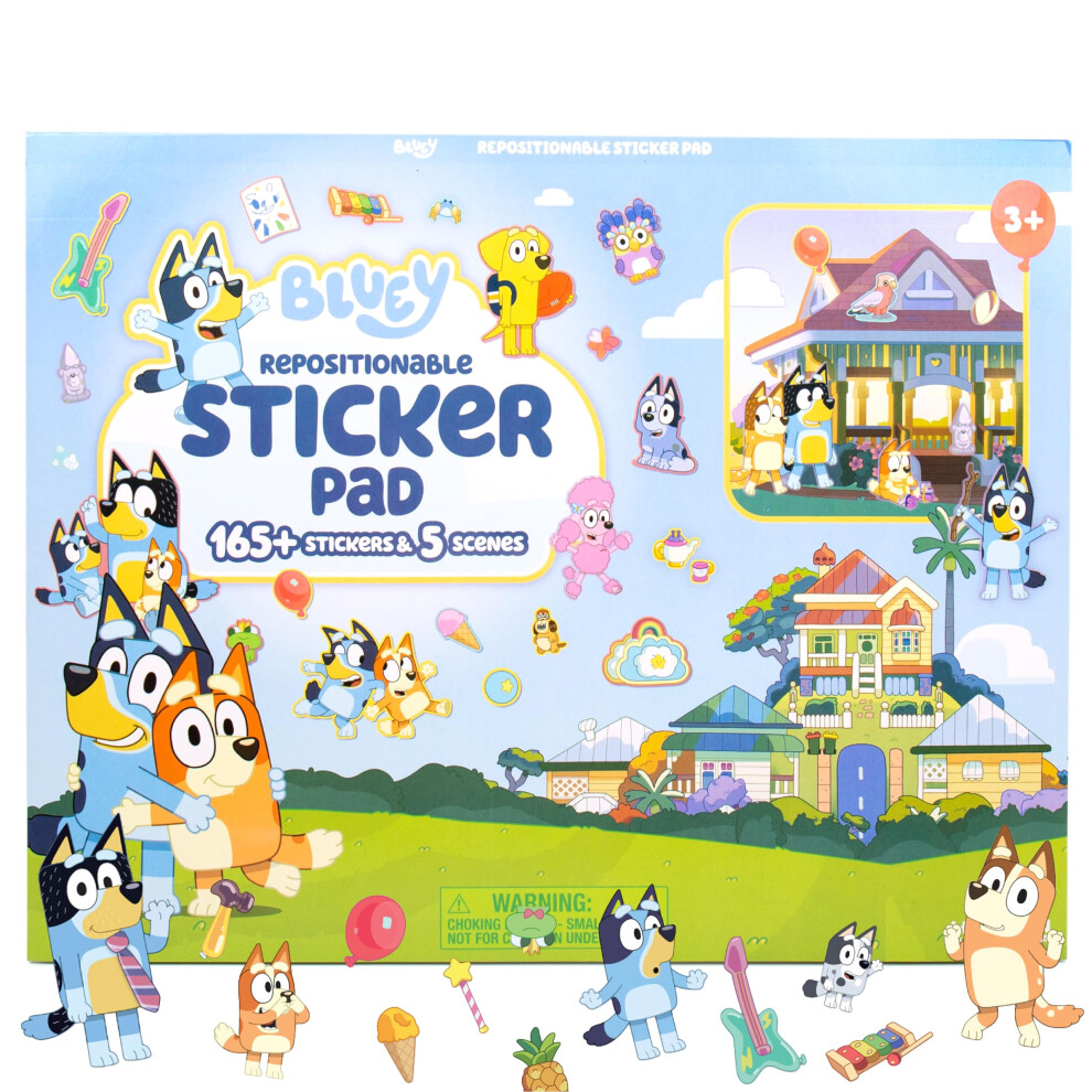 Bluey Repositionable Sticker Pad Over 165 Removable Stickers & 5 Play Scenes Jumbo Sticker Pad Toys For Kids Ages 3 & Up