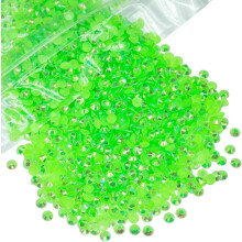 qiipii 1280PCS 6mm Peridot AB Harlekin Rhinestones för Hantverk Fräsch Grön AB Flatback Jelly Rhinestones