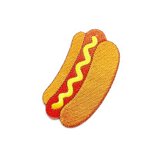 PL Hot Dog mit Senf Fast Food Niedliches Cartoon-Logo1 Aufnher zum Aufbgeln, bestickte Applikation, Abzeichen, Schild, Aufnher, Kleidung, Kostm