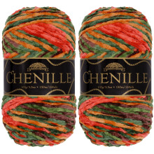 JubileeYarn Chenille-Garn  Kammgarn-Polyester  100 g/Strang  Walhalla  bunter mehrfarbiger Samt  Hkel- und Strickgarn  2 Strnge
