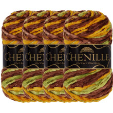 JubileeYarn Chenille-Garn  Kammgarn-Polyester  100 g/Strang  El Dorado  bunter mehrfarbiger Samt  Hkel- und Strickgarn  4 Strnge