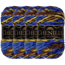 JubileeYarn Chenille-Garn  Kammgarn-Polyester  100 g/Strang  Asgard  bunter mehrfarbiger Samt  Hkel- und Strickgarn  4 Strnge