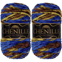 Jubil?umsgarn Chenille-garn - kamgarn - 100 g/n?gle - Asgard - broget flerfarvet fl?jl - h?kle- og strikgarn - 2 n?gler