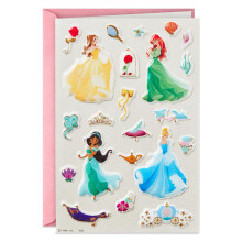 Hallmark Signature Disney Princessin syntympivkortti tarroilla (Belle Ariel Jasmine Cinderella)