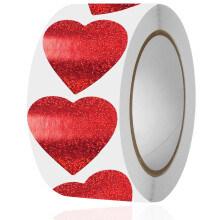500 Stuks 1,5 Inch Valentijn Hart Stickers voor Kinderen en Volwassenen, Roze Glanzende Liefde Stickers