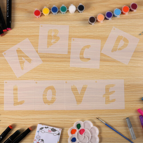 36 Pcs Letter Stencils - Reusable Numbers & Alphabet Stencils - 6 Inch Cursive 2