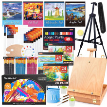 Shuttle Art Juego de Pintura para Artistas de 168 Piezas, Juego de Arte de Lujo con Pintura, Caballetes de Aluminio y Madera, Almohadillas de Pap