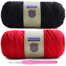 Mooaske 2-pack T-shirt Virkningsgarn fr DIY stickning Virkad filtvska Dockor - 400 g tjockt tjockt garn fr virkning med elastiskt tyg av polye