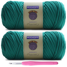 Mooaske 2er-Pack T-Shirt-Hkelgarn zum Selbermachen, Stricken, Hkeln, Stoff, Decke, Tasche, Puppen  400 g, klobiges, dickes Garn zum Hkeln mit