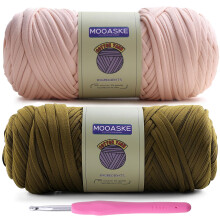 Mooaske 2er-Pack T-Shirt-Hkelgarn zum Selbermachen, Stricken, Hkeln, Stoff, Decken, Taschen, Puppen  400 g, klobiges, dickes Garn zum Hkeln m