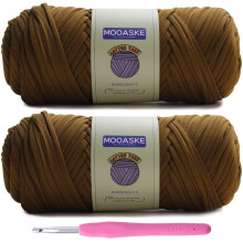 Mooaske 2er-Pack T-Shirt-Hkelgarn zum Selbermachen, Stricken, Hkeln, Stoff, Decke, Tasche, Puppen  400 g, klobiges, dickes Garn zum Hkeln mit
