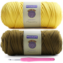 Mooaske 2er-Pack T-Shirt-Hkelgarn zum Selbermachen, Stricken, Hkeln, Stoff, Decken, Taschen, Puppen  400 g, klobiges, dickes Garn zum Hkeln m