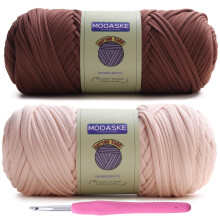 Mooaske 2er-Pack T-Shirt-Hkelgarn zum Selbermachen, Stricken, Hkeln, Stoff, Decke, Tasche, Puppen  400 g, klobiges, dickes Garn zum Hkeln mit