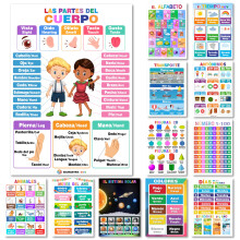12 Spansk Engelsk Tosprogede P?dagogiske plakater Vandt?t l?ringsskema til f?rskoleb?rnehave 1. klasse Klassev?relsesdekoration Alphabet Alfabeto