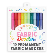 Permanente Stoffmarker von Ooly, Set mit 12 Stoffkritzeln, zum Zeichnen auf Jeansjacken, leichten T-Shirts, Bchertaschen, Ruckscken und mehr. Tolle