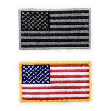 Aeisage 2 kpl setti American Flag Patches - rauta ommeltu - USA National Flag - kaksi osaa, yksi vriks ja yksi mustavalkoinen