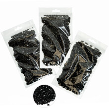 16000PCS Pure Black Resin kamnky pro tvorbu 3 mm 4 mm 5 mm Flatback el Stones Bulk SS10 SS16 SS20 Diamanty Drahokamy Prvesky na nehty Oblicej Oci