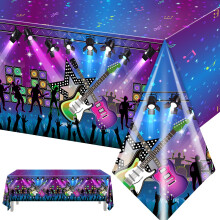 Gupesxu Tovaglia per chitarra musicale in 3 pezzi Anni '80 e '90 Decorazioni per feste di compleanno Tovaglie rettangolari Arcobaleno Neon Glow C