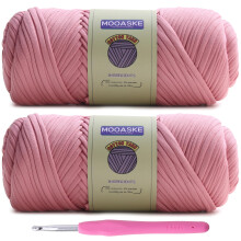Mooaske 2er-Pack T-Shirt-Hkelgarn zum Selbermachen, Stricken, Hkeln, Stoff, Decke, Tasche, Puppen  400 g, klobiges, dickes Garn zum Hkeln mit