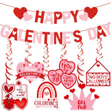 Yavxzvbw Banner Happy Galentines Day 6ks Zvesn spirly s valentnskou tmatikou ruov 8 palcu na 9 palcu narozeniny ke dni svatho Valentna