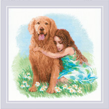 RIOLIS - True Friend 2158 Honden Borduurpakketten 11"" x 11"""" Getelde borduurpakketten Getelde borduurpakketten voor beginners en gevorderden Cros