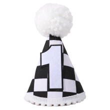 YOUAME Race Car 1st Birthday Hat - Party Decorations Boy Outfit Plaid Crown Racing First Photo Prop
