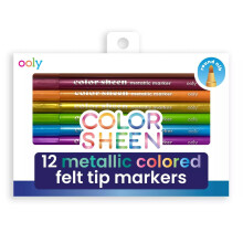 Ooly Metallic farbige Filzstifte, Set mit 12 Farben fr weies oder schwarzes Papier, Zeichen- und Malstifte fr Kinder und Erwachsene, farbenfrohes