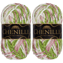 Jubil?umsgarn Chenille-garn - kamgarn - 100 g/n?ste - Edens have - broget flerfarvet fl?jl - h?kle- og strikgarn - 2 n?gler