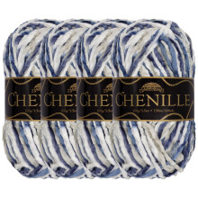 Jubilee Garn Chenille Garn - Kamgarn Polyester - 100 g/n?ste - Sierra de la Plata - Broget flerfarvet fl?jl - H?kle- og strikkegarn - 4 n?gler