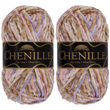 JubileeYarn Chenille-garn - kamgarn - 100 g/n?gle - Xangdu - broget flerfarvet fl?jl - h?kle- og strikgarn - 2 n?gler