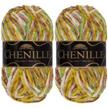 Jubil?umsgarn Chenillegarn - kamgarn - 100 g/n?gle - Sommerland - Broget flerfarvet fl?jl - H?kle- og strikkegarn - 2 n?gler