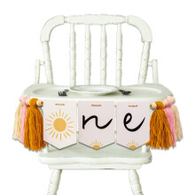 ZAIBIANHAO Sunshine 1:a fdelsedag Barnstol Banner - Frsta resan runt solen Fdelsedagsfest dekoration Boho Sun ONE Barnstol Banner Sunshine Ros