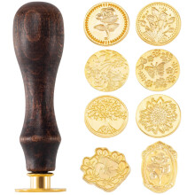 Mxxipp 9-teiliges Wachssiegel-Stempel-Set, Messing-Siegelwachs-Stempelkopf und Holzgriff fr Hochzeitseinladungen, Karten, Umschlge (Baum des Le